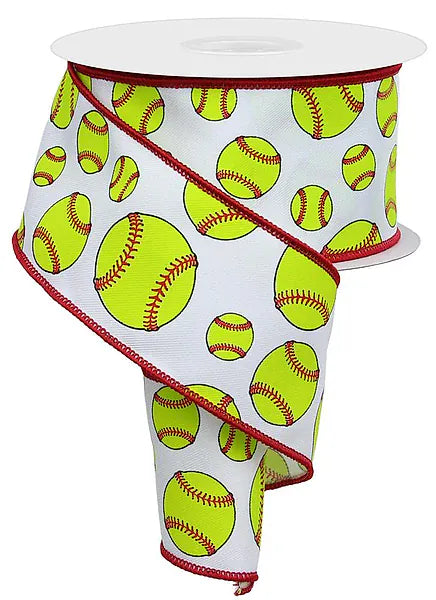 2.5" x 10yd Softball - White/Yellow/Red/Black Craig Bachman Ribbon RGA172227