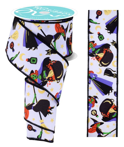 2.5" x 10yd Vintage Witch - White/Blk/Lave/Orn Craig Bachman RIBBON RGF197727