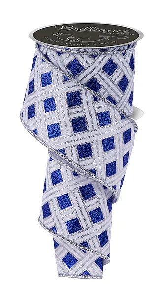 2.5" x 10yd Woven Stripes - Silver/Royal Blue/White Craig Bachman LS31316W