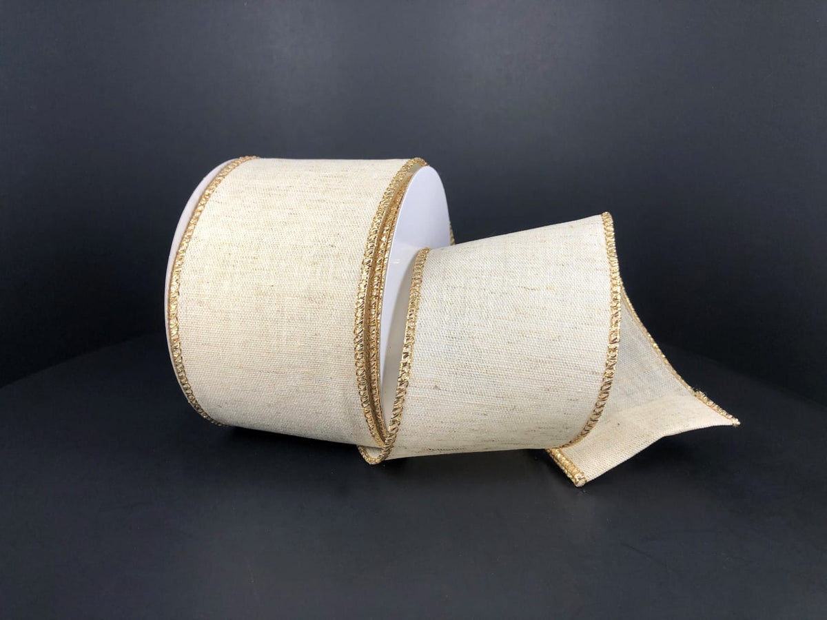 2.5"X10YD IVORY CANVAS W/GOLD METALLIC EDGE Jascotina 71165-40-18