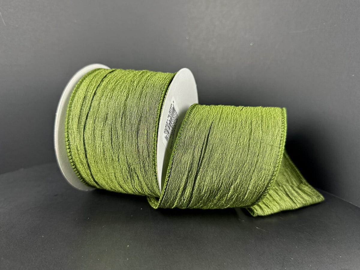 2.5"X10YD VERTICAL WRINKLE METALLIC SATIN – MOSS Jascotina 61608-40-08