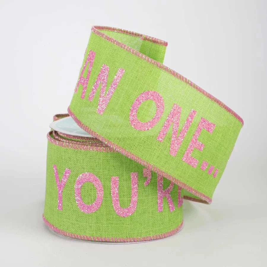2.5" You're A Mean One Green Monster Ribbon: Pink on Lime (10 Yards) Craig Bachman RGH104433