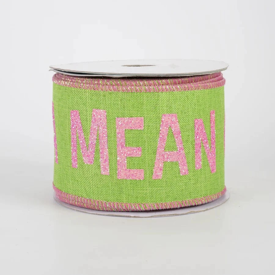 2.5" You're A Mean One Green Monster Ribbon: Pink on Lime (10 Yards) Craig Bachman RGH104433
