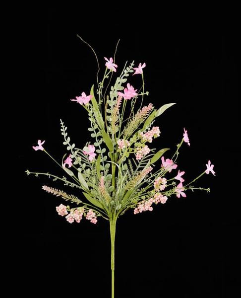 24"L Fabric Flower/Eva Leaf/Beads Spray - Light Pink Craig Bachman Flowers FH807115