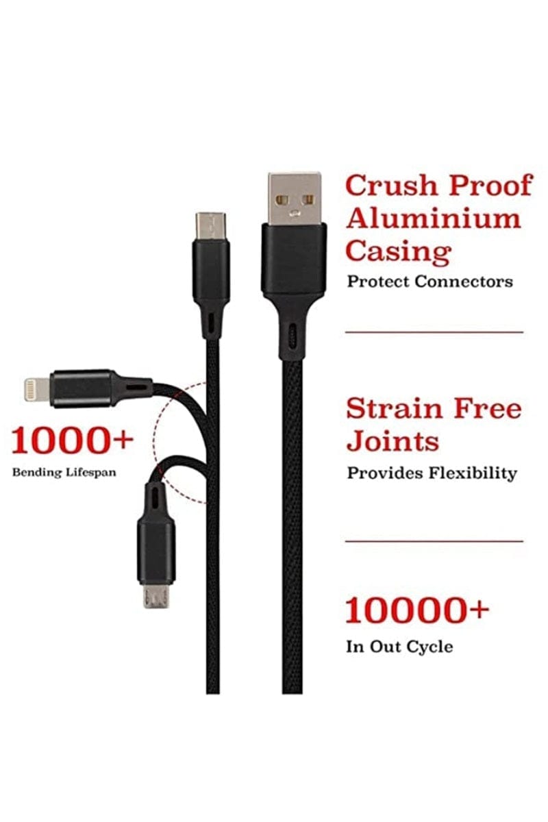 3 in1 UNIVERSAL USB 2.0 FAST CHARGING CABLE ZENANA