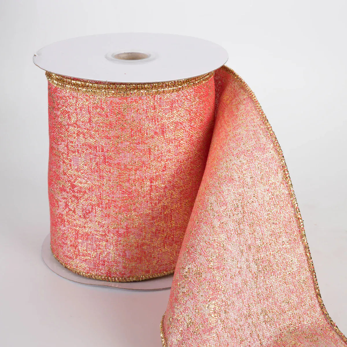4" Metallic Mist Woven Ribbon: Coral, Pink & Gold (10 Yards) Craig Bachman 78520-04-46