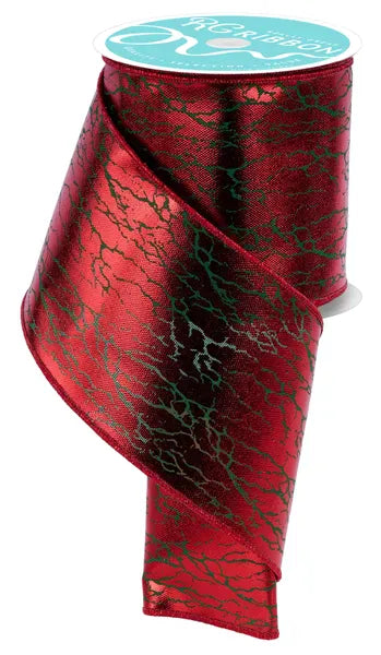 4" x 10yd Cracked Foil - Emerald Green/Red Craig Bachman RIBBON RGH108958