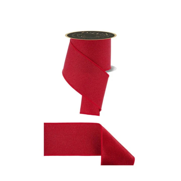 4"X 10YD D’Lux Red Glitter Wired Ribbon – Fine Sparkle Fused Fabric Craig Bachman Ribbon LX301324