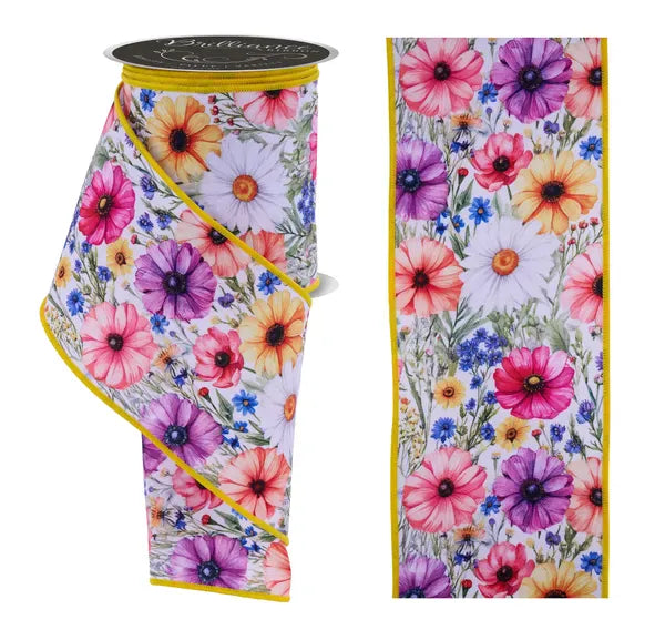 4" x 10yd Mixed Wildflowers - White/Peach/Coral/Yellow Craig Bachman LS1236ET