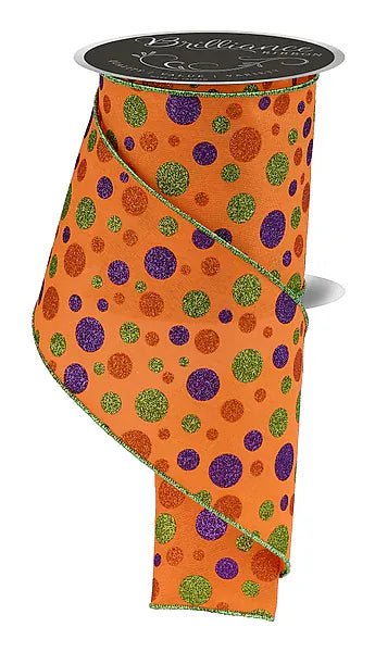 4" x 10yd Multi Polka Dot - Orange/Purple/Lime Craig Bachman LS304220