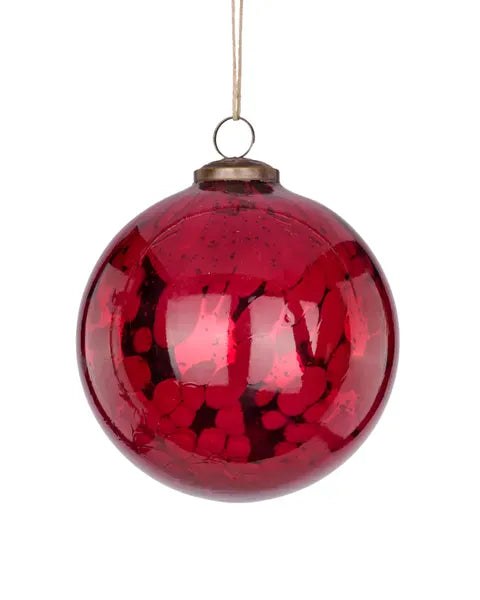5"Dia Speckled Faux Art Glass Ball Orn - Red Craig Bachman