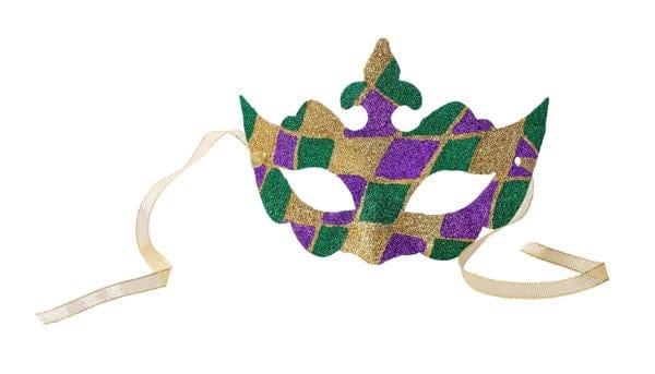 7.5"L Glitter Check Masquerade Mask Craig Bachman C