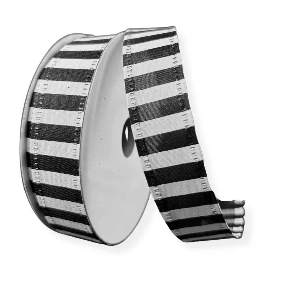 7/8" Black & White Striped Satin Ribbon 76466-05-21 Jascotina 76466-05-21