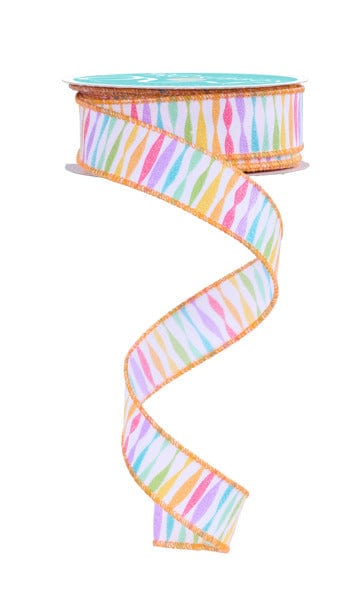 7/8" x 10yd Twisted Stripe - White/Multi Craig Bachman Ribbon RGF752627