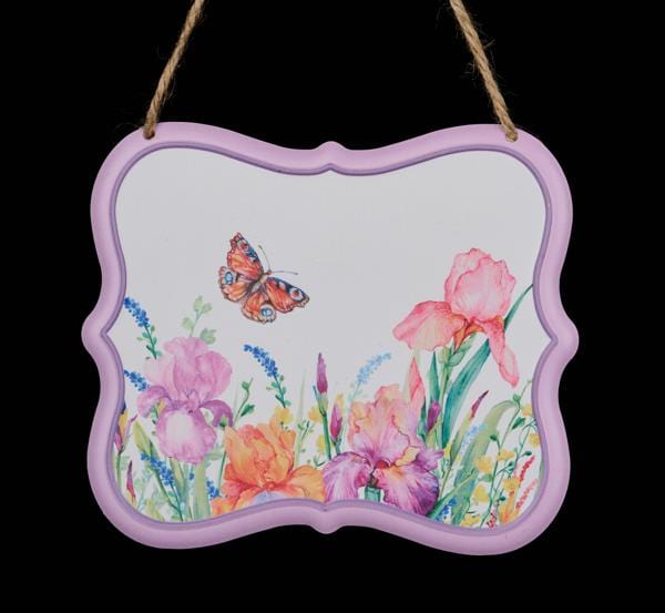 7"L x 6"H Embossed Iris/Butterfly Sign - Wht/Lvndr/Pink/Orange Craig Bachman Signs MD1357