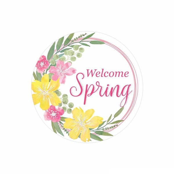 8"Dia Metal Welcome Spring Glitter Sign - White/Yellow/Pink/Green Craig Bachman Signs 196436140424