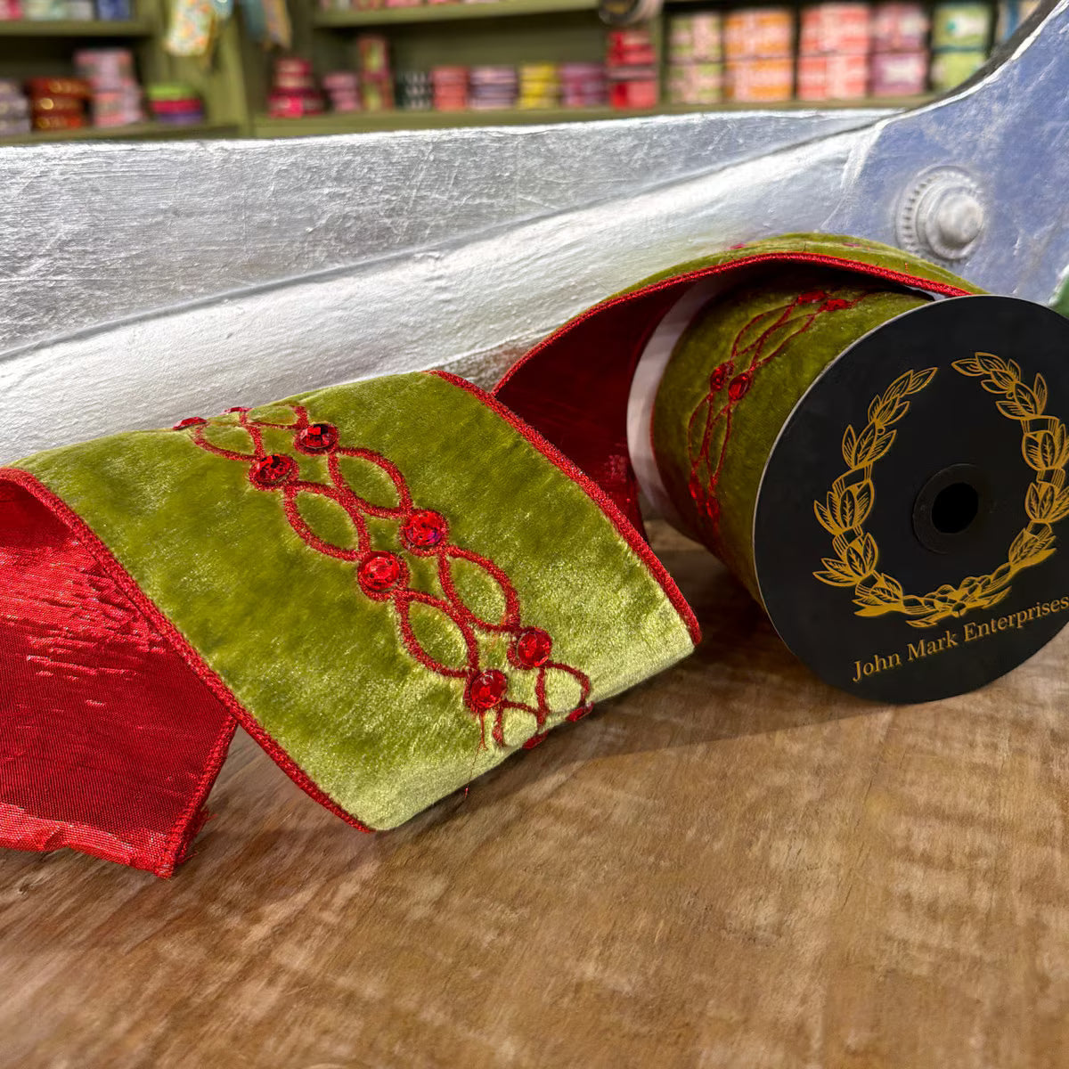 John Mark Ribbon -JME-WN25-164-APPLE-4" x 5 Yd