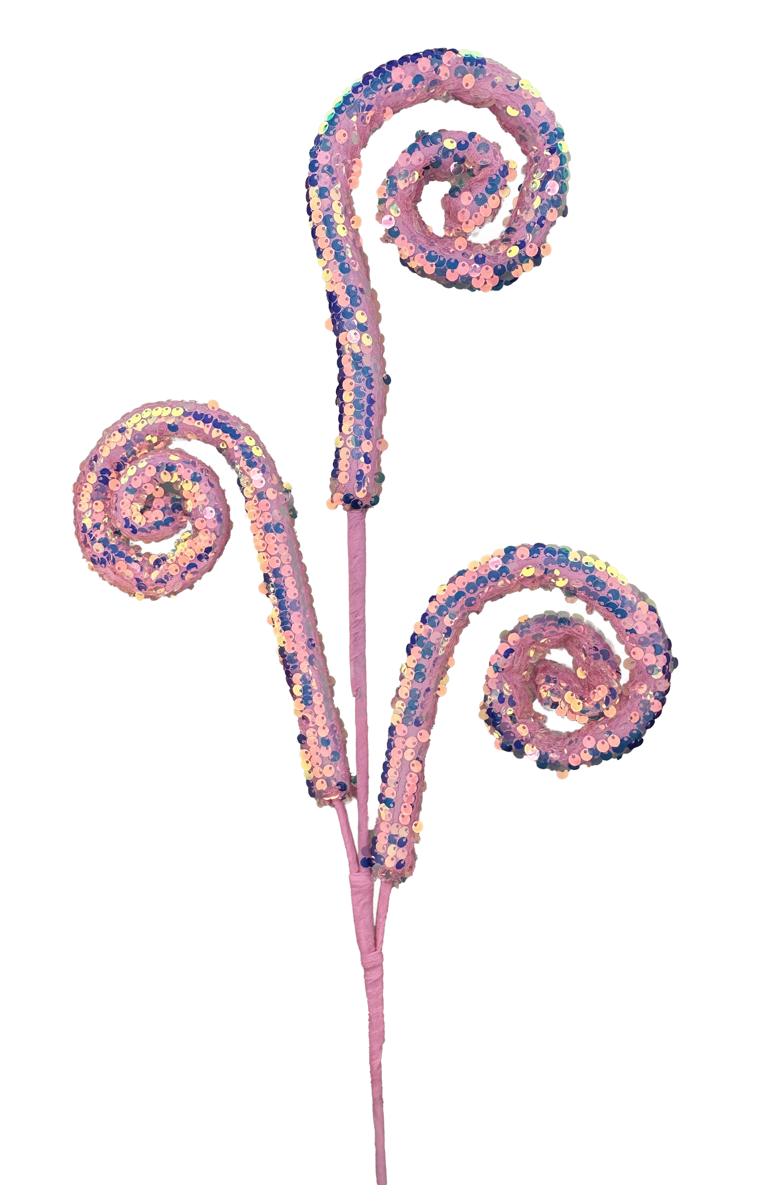BLING SEQUIN SPIRAL CURLY SPRAY X 3 H28-PINK Liberty Floral 63603pk