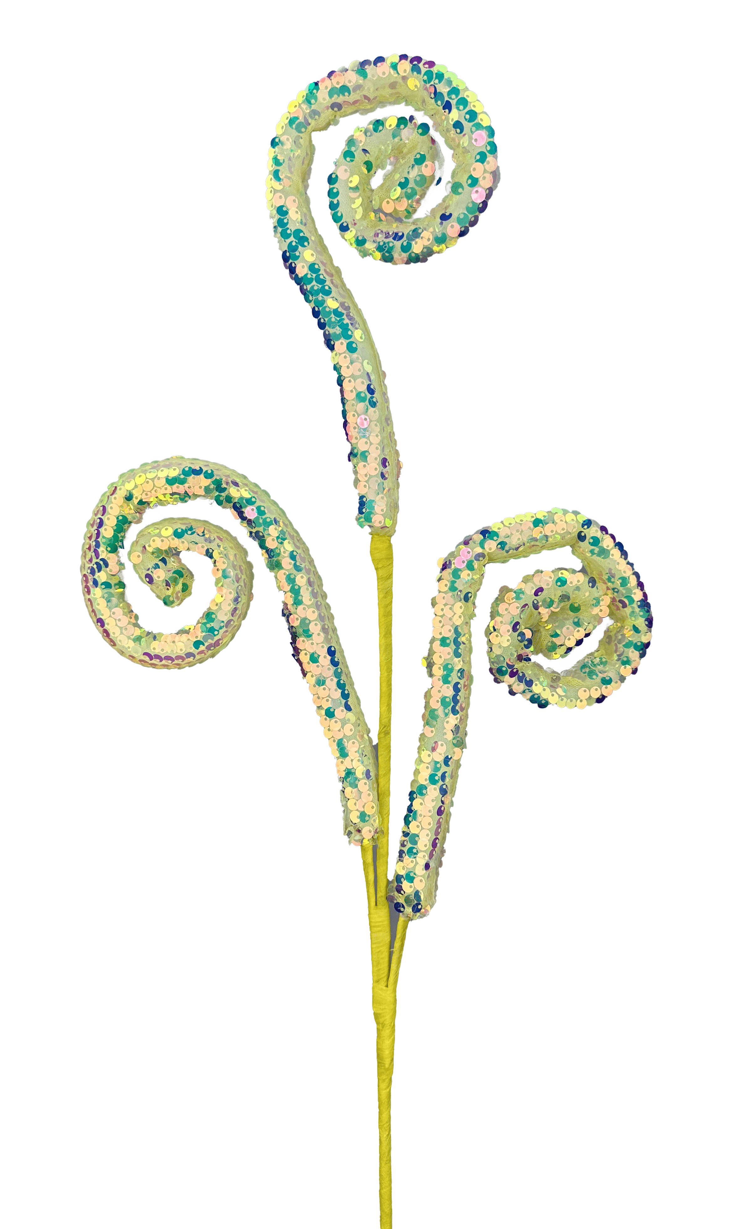 BLING SEQUIN SPIRAL CURLY SPRAY X 3 H28-YELLOW Liberty Floral 63603YW