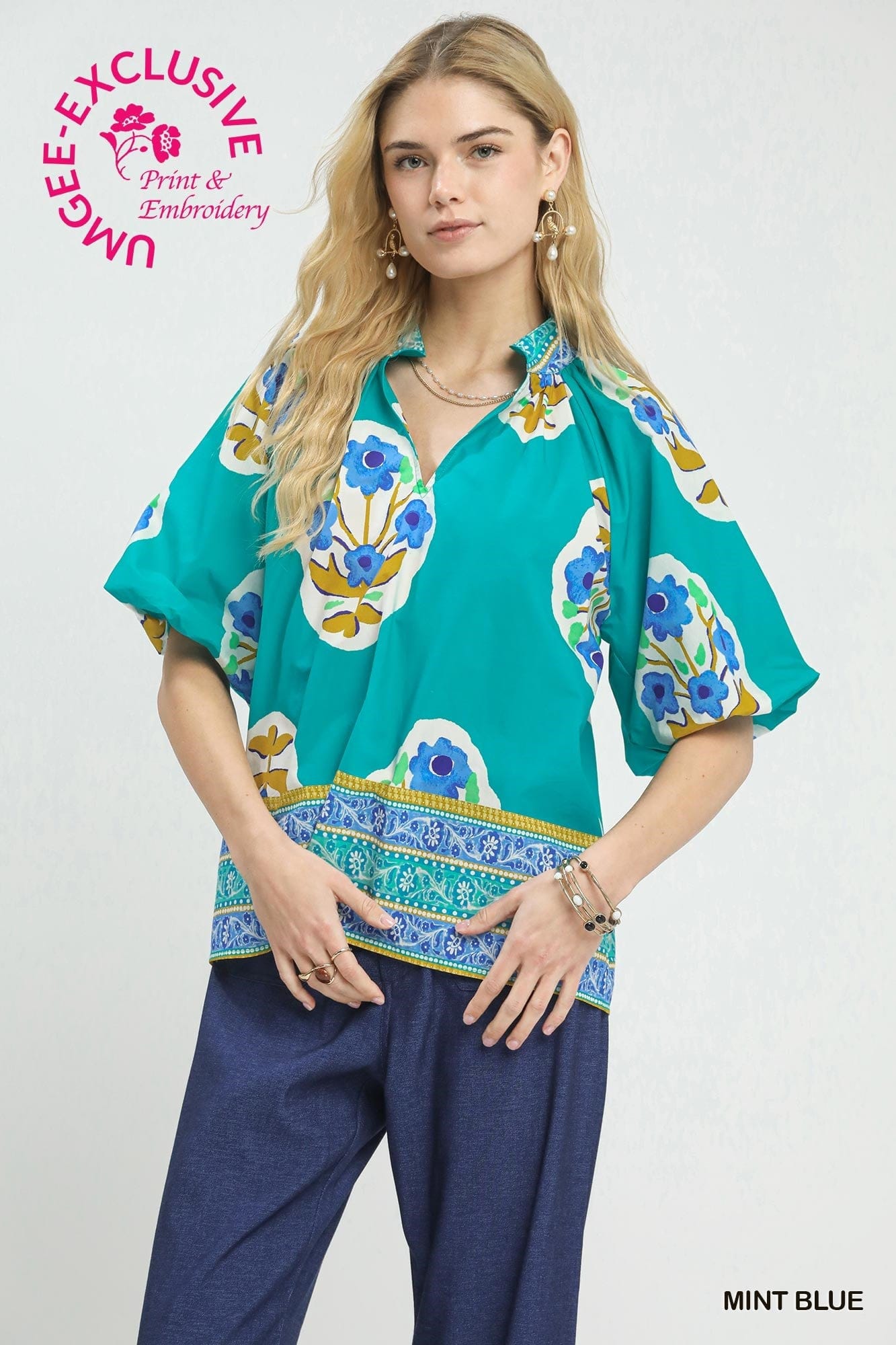 Boho-Chic Floral Print Blouse Umgee
