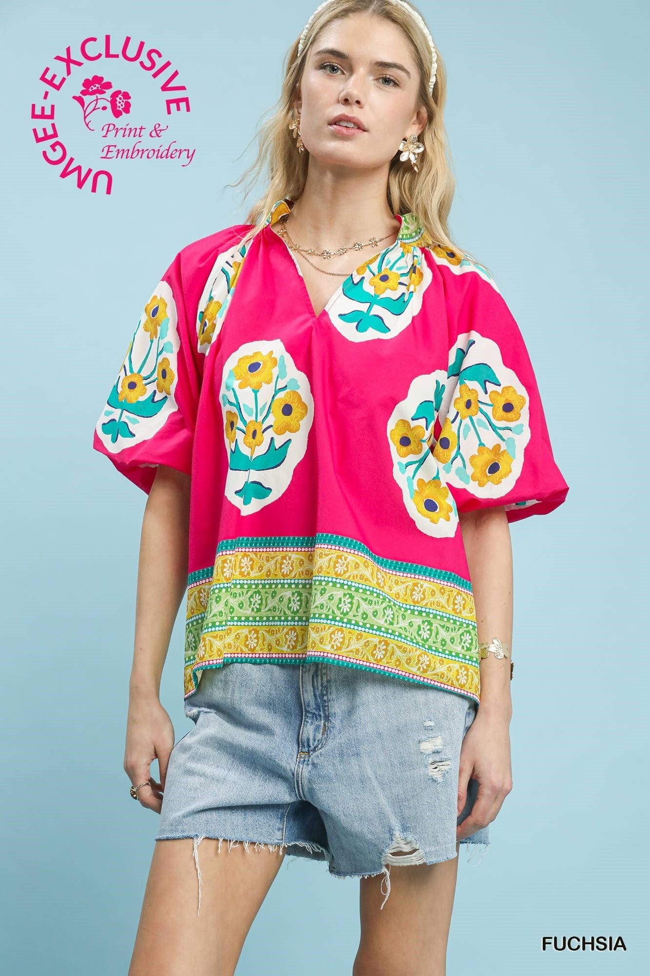 Boho-Chic Floral Print Blouse Umgee