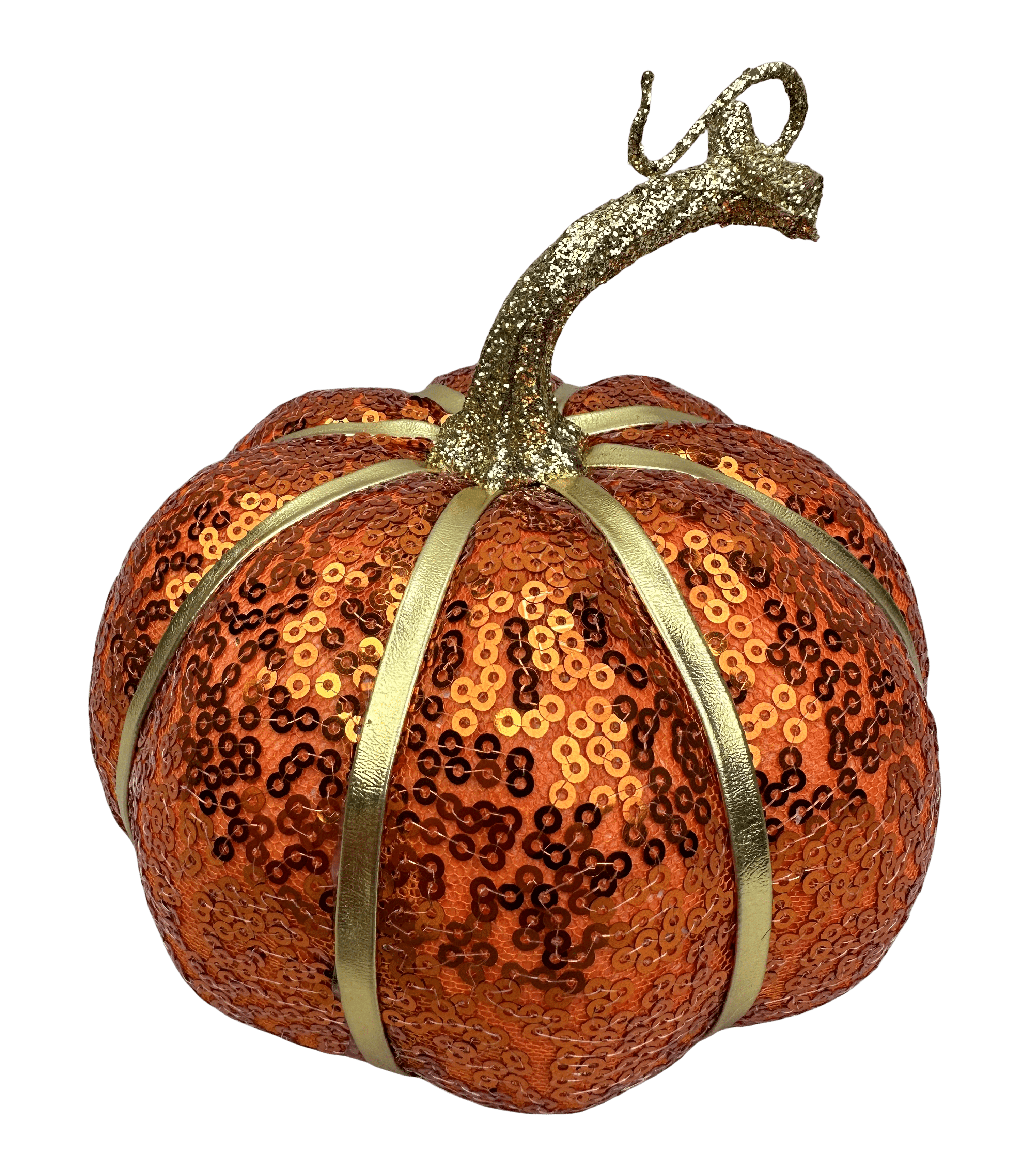 DECOR SEQUIN PUMPKIN H5XDIA5.5-ORANGE Liberty Floral 57283OR