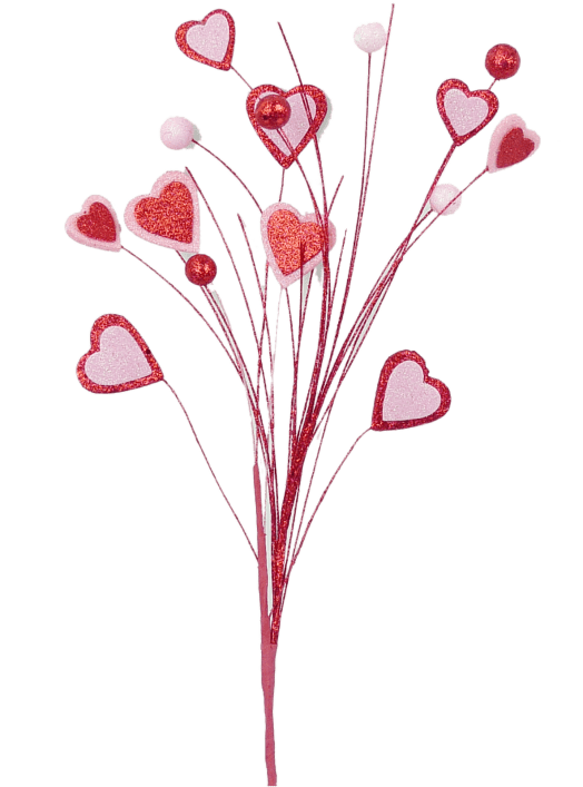 Heart Floral Pick 16L RD/PK Liberty Floral 61899SP16