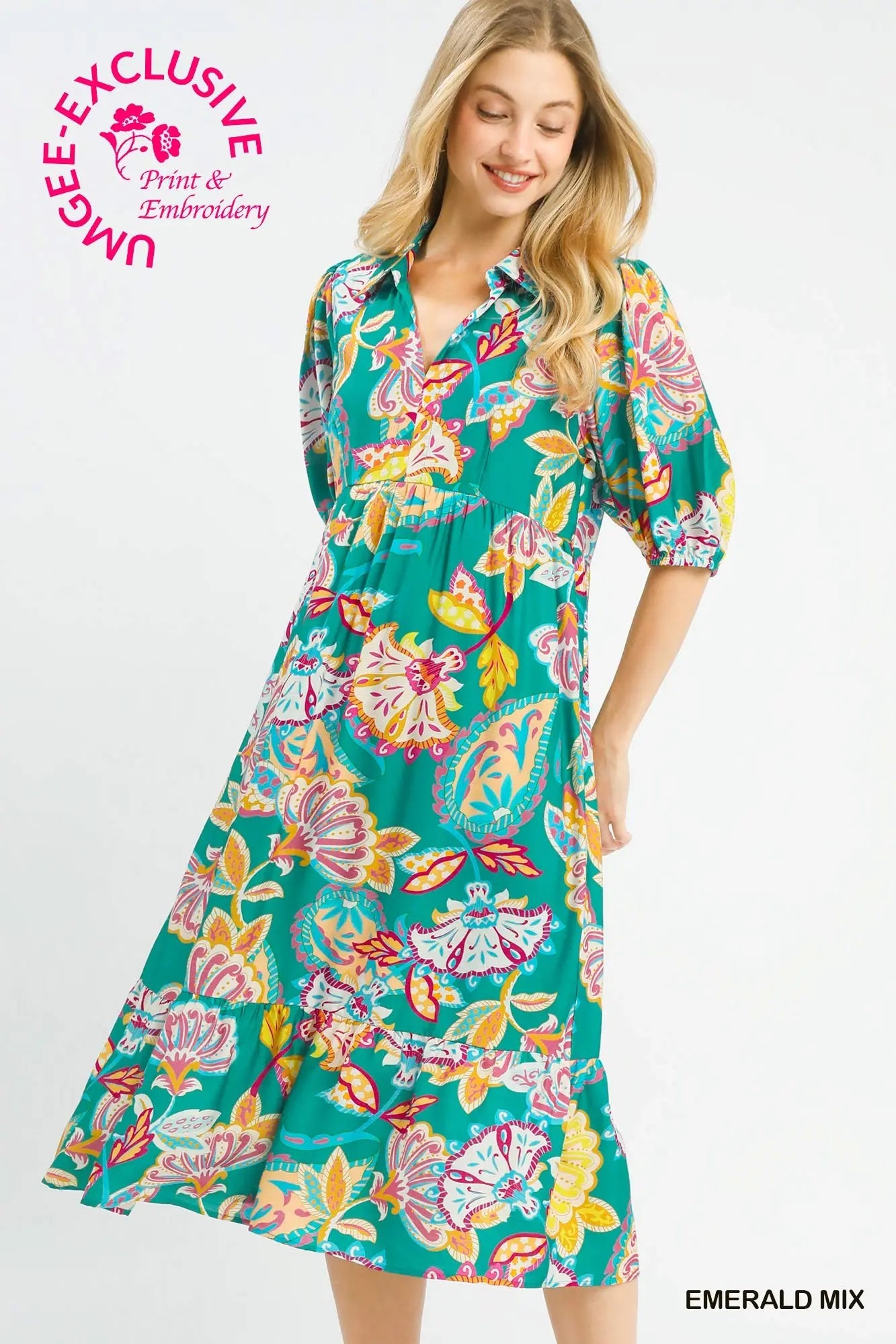 Mix Paisley Print Maxi Dress Umgee
