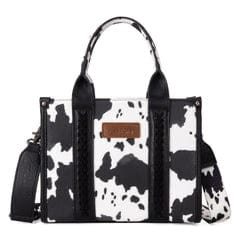 WG133-8120S Wrangler Cow Print Concealed Carry Tote/Crossbody - Black Wrangler WG133-8120S-Black
