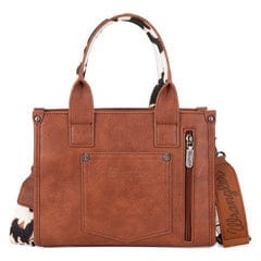 WG133-8120S Wrangler Cow Print Concealed Carry Tote/Crossbody - Brown Wrangler WG133-8120S