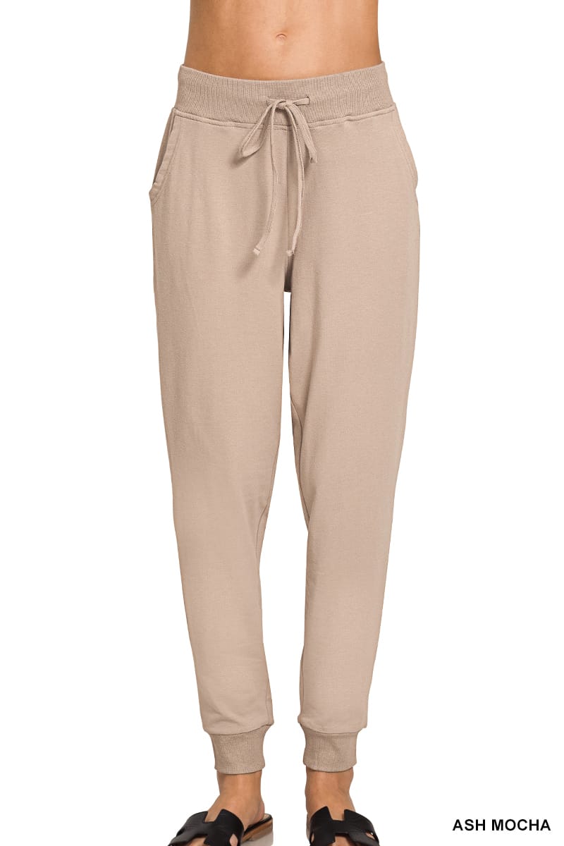 Zenana Cotton Jogger Pants ZENANA ASH MOCHA / S CP-3514D12