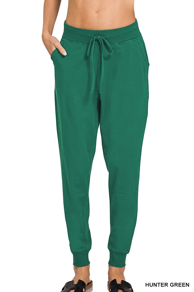 Zenana Cotton Jogger Pants ZENANA Hunter Green / S CP-3514D32