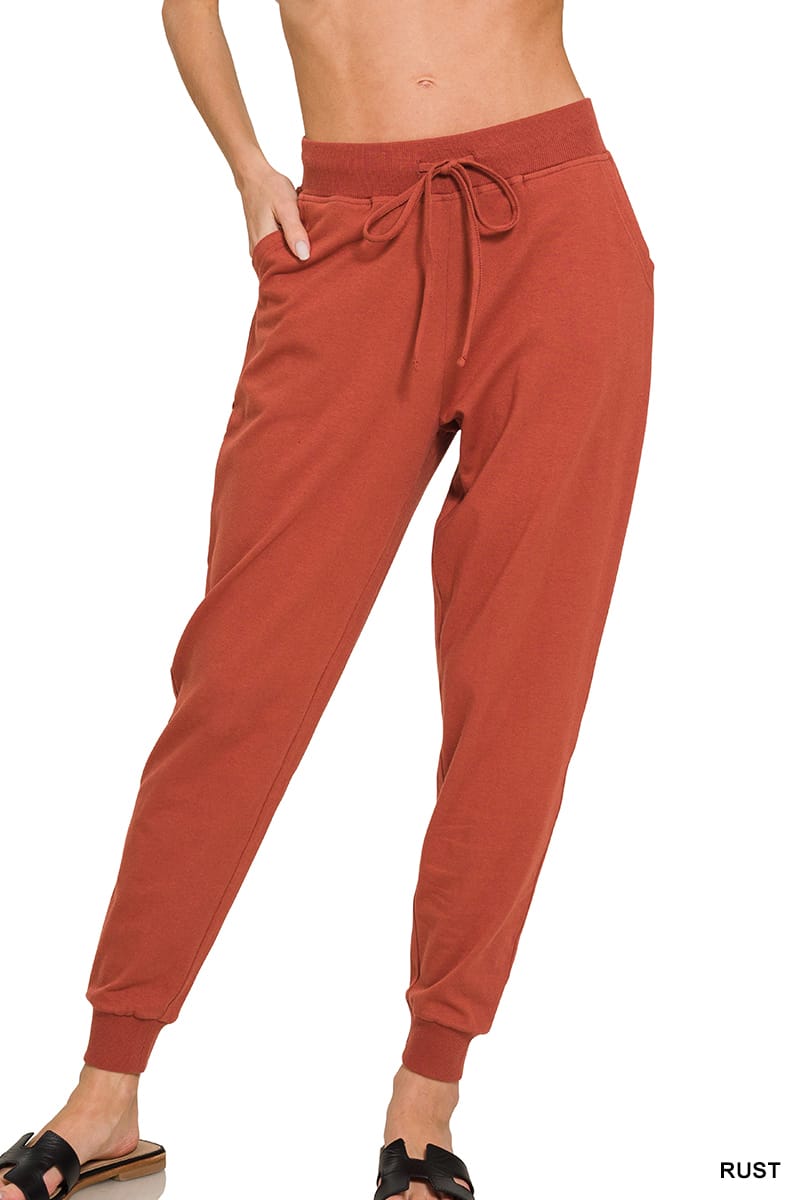 Zenana Cotton Jogger Pants ZENANA Rust / S CP-3514D40