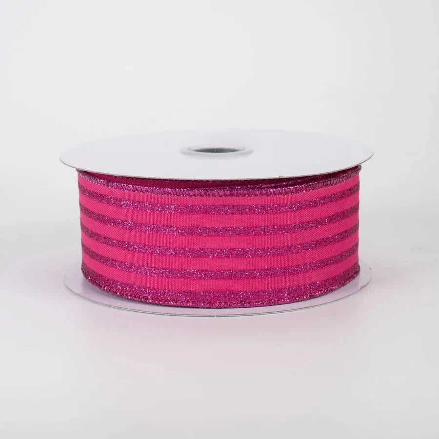 1.5" Glitter Vertical Stripe Ribbon: Hot Pink (10 Yards) Craig Bachman RGF197011