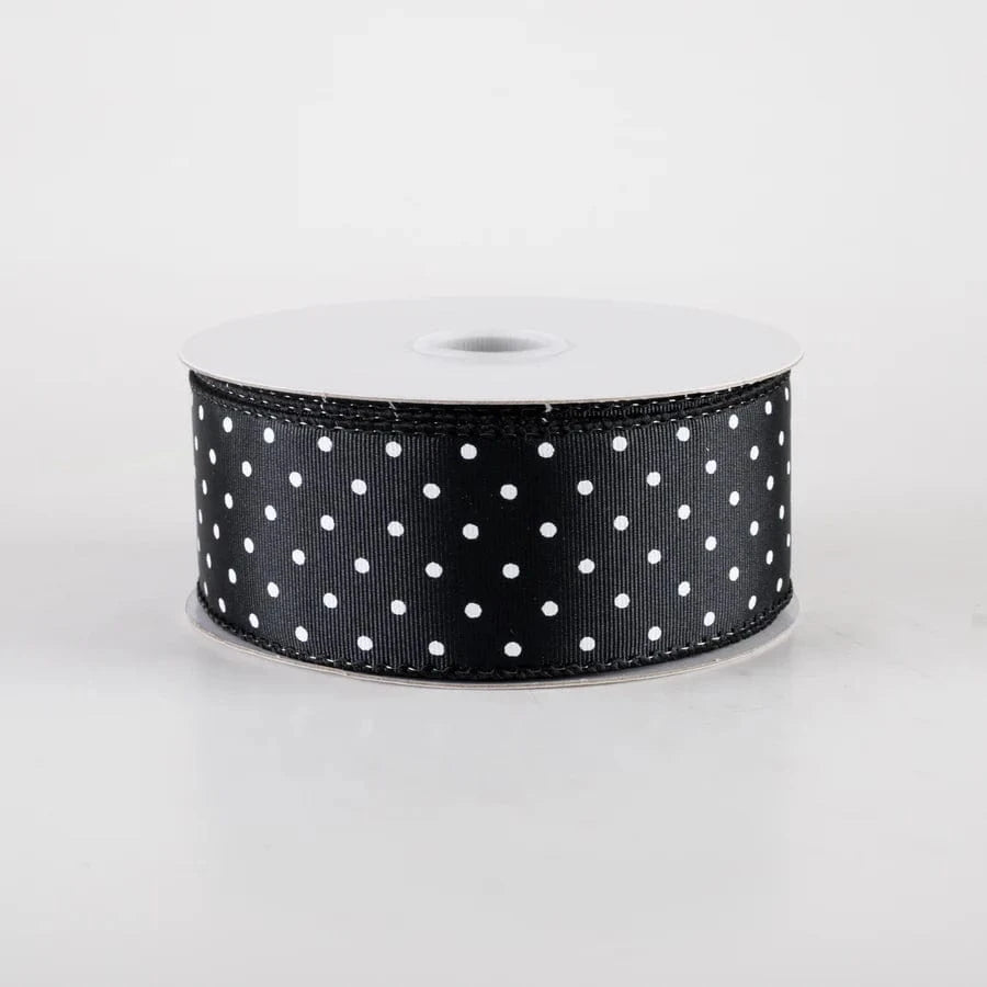 1.5" Ribbed Satin Microdots Ribbon: Black (10 Yards) (Copy) Jascotina 42419-09-21