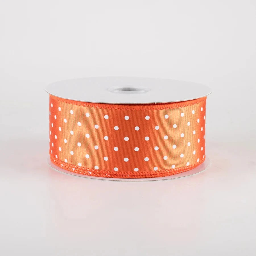 1.5" Ribbed Satin Microdots Ribbon: Orange (10 Yards) Jascotina 42419-09-19