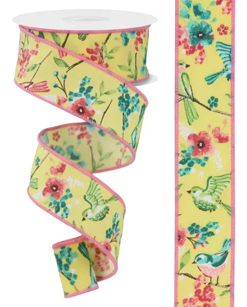 1.5" x 10yd Birds W/Floral Branches Shirleys of Collins rge175929