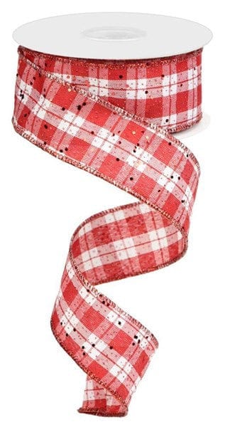 1.5" X 10Yd Check Plaid W/Hex Glitter - Red/White Craig Bachman RGE127756