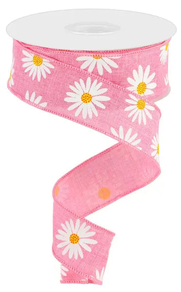 1.5" x 10yd Daisy On Royal - Pink/White/Yellow/Orange Shirleys of Collins RGC173922