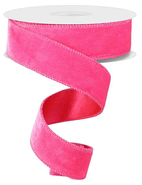 1.5" x 10yd Deluxe Velvet/Satin Backing - Hot Pink Craig Bachman RGE165811