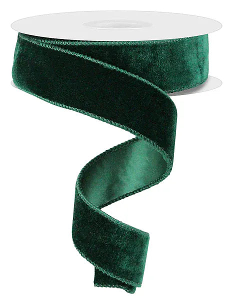 1.5" x 10yd Deluxe Velvet/Satin Backing - Hunter Green Craig Bachman RGE165812
