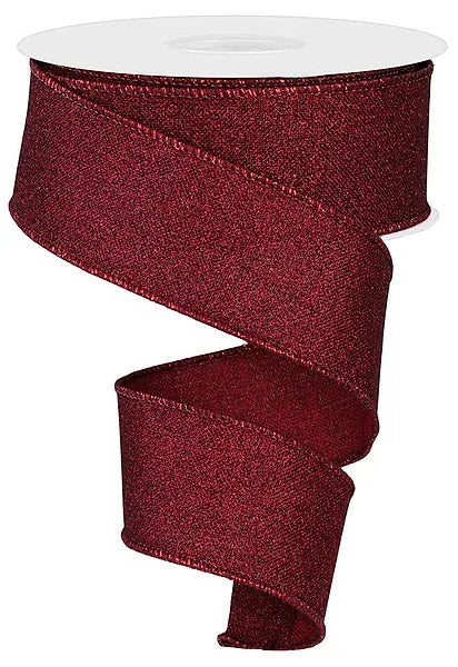 1.5" x 10yd Fine Glitter On Royal - Burgundy Craig Bachman RGE138005