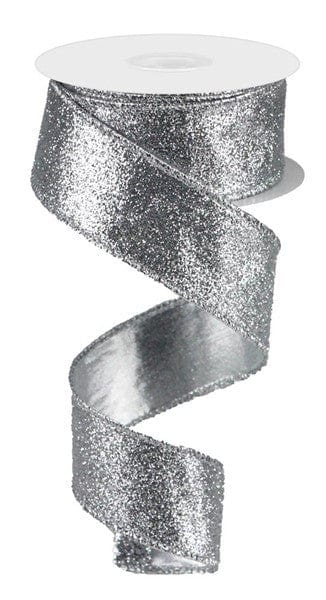 1.5" X 10Yd Glitter On Metallic - Silver Craig Bachman RJ403026