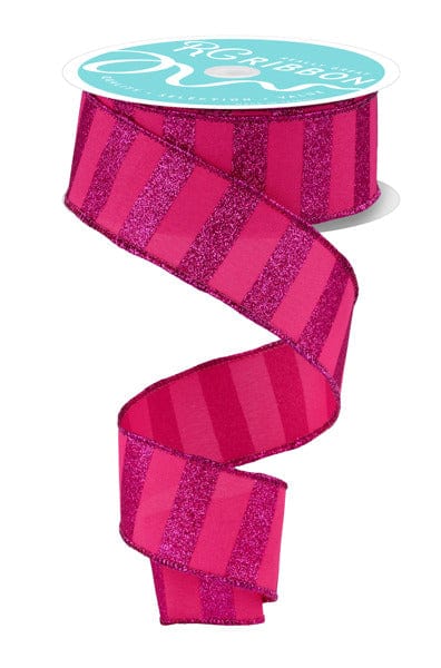 1.5" x 10yd Horizontal Glitter Stripes - Hot Pink Craig Bachman RIBBON RGF196611