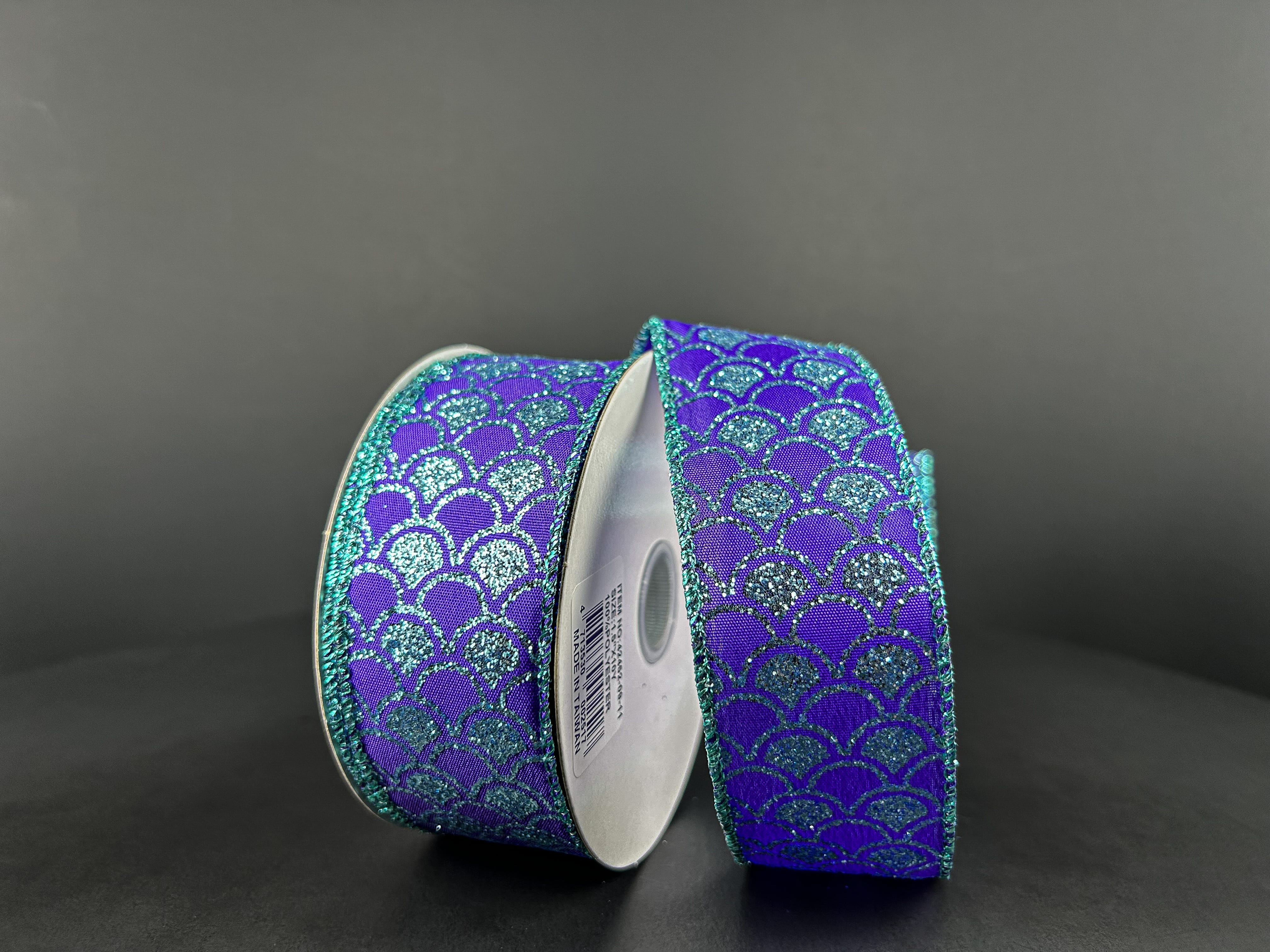 1.5" X 10YD Mermaid Fish Scales - Purple/Teal Shirleys of Collins 42452-09-11