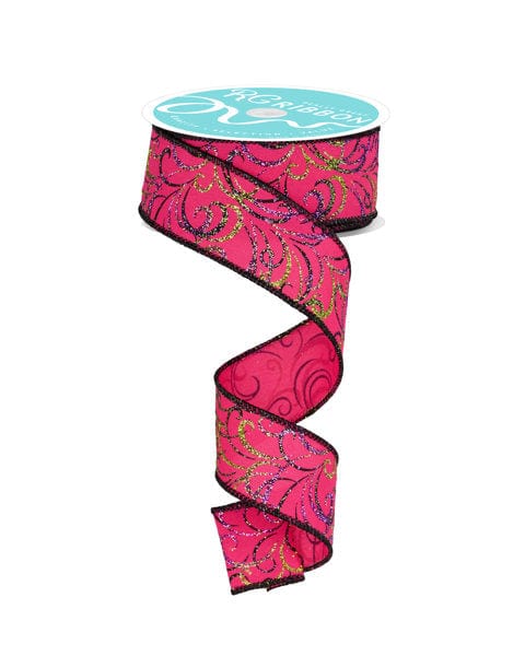 1.5" x 10yd Multi Swirls - Hot Pnk/Black/Lime/Purple Craig Bachman RIBBON RGF133011