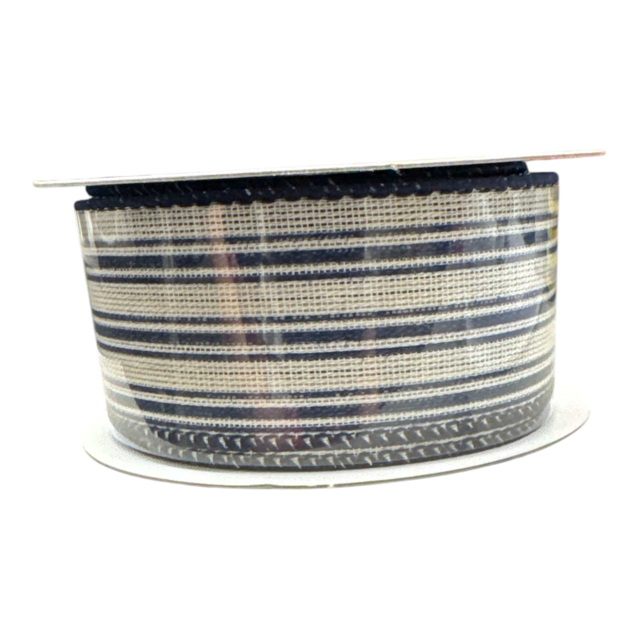 1.5" x 10YD Navy and Tan Striped Ribbon Shirleys of Collins 41033-09-27
