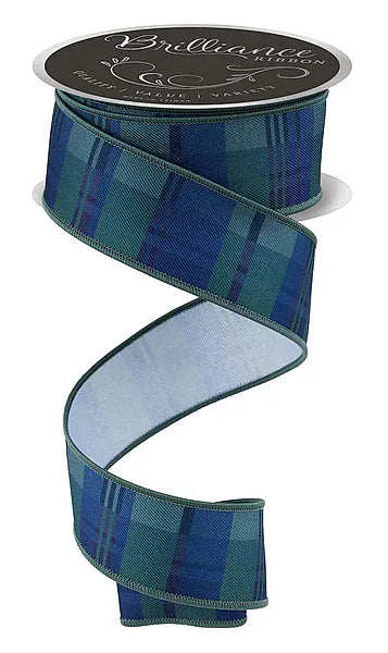 1.5" x 10yd Plaid - Navy Blue/Emerald Green Craig Bachman LS130173