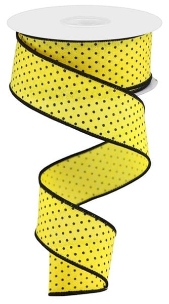 1.5" x 10yd Raised Swiss Dots On Royal - Sun Yellow/Black Shirleys of Collins RG01685N6
