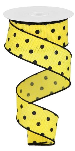 1.5" x 10yd Small Dot On Cross Royal - Sun Yellow/Black Shirleys of Collins RGA105629